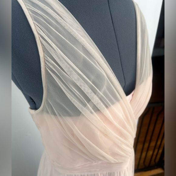 Anthropologie Hitherto Blush Pink Tulle Dress 10 | Bridesmaid Cocktail Bow Back - Picture 6 of 15